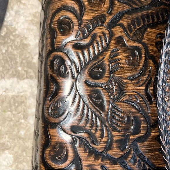 Joo Kay Elegant Brown Embossed Leather Bag - Picture 2 of 9